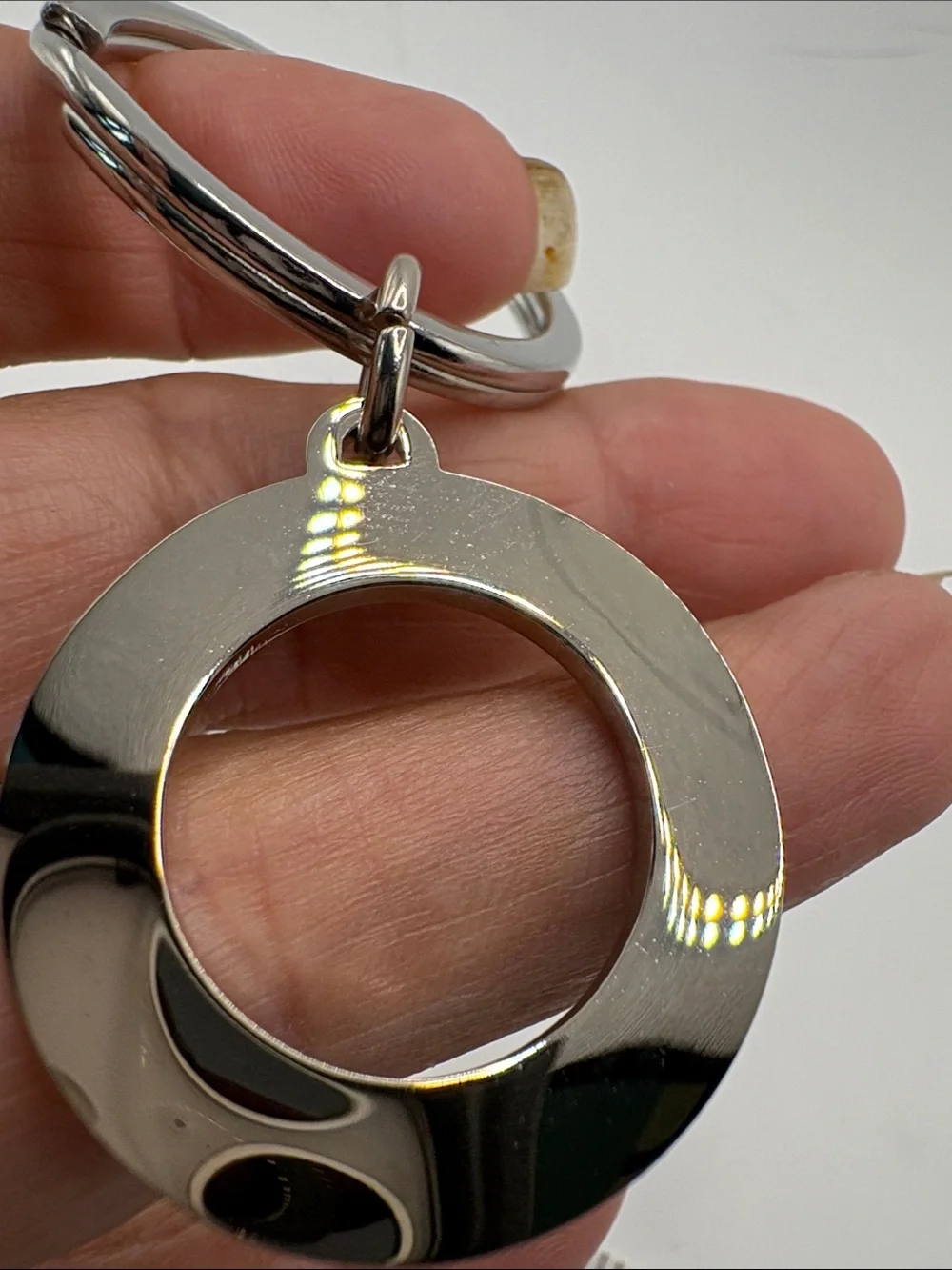 Coach Silver-Tone Keyring with Blue Enamel Circle